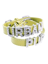 Primrose Leather Personalised Dog Collar (Diamante Letters) - Primrose Leather Personalised Dog Collar (Diamante Letters)