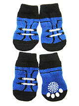 Soccer Pet Socks - These fun and functional doggie socks protect your dogs paws from mud, snow, ice, hot pavement, hot sand and other extreme weather. Made from 95% cotton & 5% spandex making them comfortable and secure. Each sock features a paw shaped anti-slip silica pad & help keep your house sanitary. (set of 4).