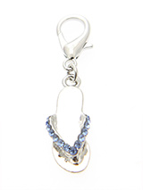 Swarovski Flip Flop Dog Collar Charm (Blue Crystals) - This is a very fancy flip flop but a very nice one never the less. Finished in Blue Swarovski crystals it is suitable for a boy or a girl.