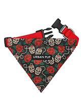 Skull & Roses Bandana - Lets get, lets get rocked with our tattoo inspired Skull & Roses Bandana. Just attach your lead to the D ring and this stylish Bandana can also be used as a collar. It is lightweight and incredibly strong. You can be sure that this stylish and practical Bandana will be admired from both near and afa...