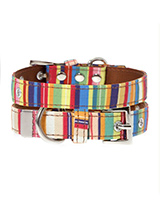 Henley Striped Fabric Collar - Our Henley Striped pattern collar is a rich contemporary style and the striped pattern is right on trend. It is lightweight and incredibly strong. The collar has been finished with chrome detailing including the eyelets and tip of the collar. A matching lead, harness and bandana are available to pur...