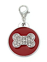 Red Enamel / Diamante Bone Dog Collar Charm - If you are looking for bling then look no further. Our Red Enamel / Diamante Bone Dog Collar Charm is encrusted with diamantes set against a beautiful red enamel background. It attaches to any collar's D-ring with a lobster clip. The perfect accessory to add bling to your dog's collar.