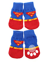 Superdog Pet Socks - These fun and functional doggie socks protect your dogs paws from mud, snow, ice, hot pavement, hot sand and other extreme weather. Made from 95% cotton and 5% spandex making them comfortable and secure. Each sock features a paw shaped anti-slip silica pad and help keep your house sanitary. (set of...