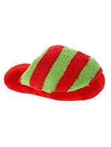 Red & Green Striped Slipper Plush & Squeaky Dog Toy - There is nothing a dog likes more than chewing shoes and slippers, so rather than chew yours let them chew on this fun toy. Cuddly with colourful textures, with an added squeak to entertain your pet! These soft, cute and cuddly toys are designed for your dog to both snuggle and play with.