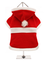 Santa's Christmas Coat - This super soft red velour Christmas coat is lined with white fleece that extends out around the hood and hem to give that authentic Santa look and feel, so seasonal and practical! The coat features a white felt belt and pom-pom on the hood. Make it a merry Christmas for all the family including you...