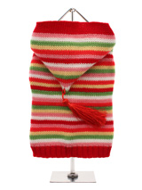 Rainbow Sweater with Hood - Liven up any dull days with this bright stripped knitted sweater. The hood and tassel give it a modern trendy look and feel, while its supersoft feel keeps your pup warm and comfortable. 