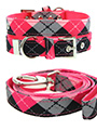 Pink Argyle Collar & Lead Set